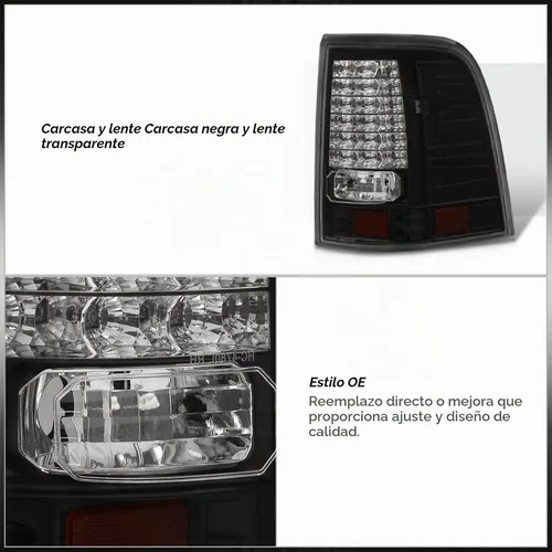 Vista 5 de Reemplazo de luces traseras LED traseras luces izquierda derecha conductor pasajero conjunto par para Ford Explorer (negro)