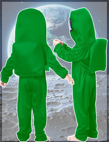 Vista 4 de Disfraz de astronauta para niños, traje espacial rojo y azul, overol de Halloween, mochila de cosplay, disfraces para niños de 3 a 10 años