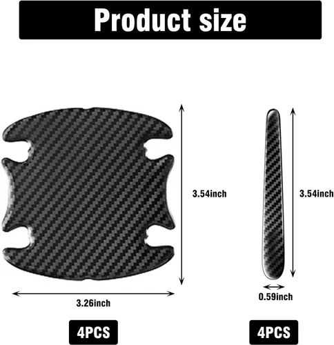 Vista 2 de 8 PCS Calcomanías para Manijas de Puertas de Automóvil, 4 PCS Calcomanías Reflectantes de Goma para Cuencos de Puertas de Vehículos de 3.5 x 3.2