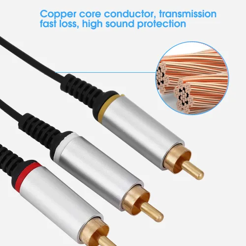 Vista 5 de Cable de TV con componente de cable PS aerodinámico de 4.9 ft, cable AV, cable AV, cable de audio y video, cable adaptador de video, cable de TV