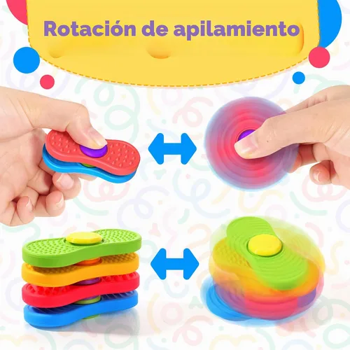 Vista 3 de Fidget Spinnes sensoriales para niños y adultos: paquete de 4 juguetes texturizados para los dedos, premio silencioso para el aula, piedras