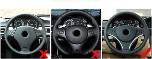 Vista 2 de YIWANG Cubierta de decoración de volante de automóvil ABS cromado estilo fibra de carbono, 1 unidad para BMW Serie 1 3 E82 E87 E90 E92 E93
