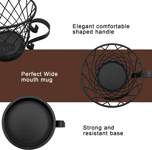 Vista 3 de Cesta de almacenamiento de cápsulas de café, organizador de gran capacidad para portavasos K Sturdy Iron Coffee Pod Organizer,Versatile Pods