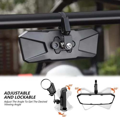 Vista 2 de Espejo retrovisor UTV para jaula antivuelco de 1.5 a 2.0 pulgadas, nuevos espejos RZR con gran campo de visión ajustable, compatible con Polaris