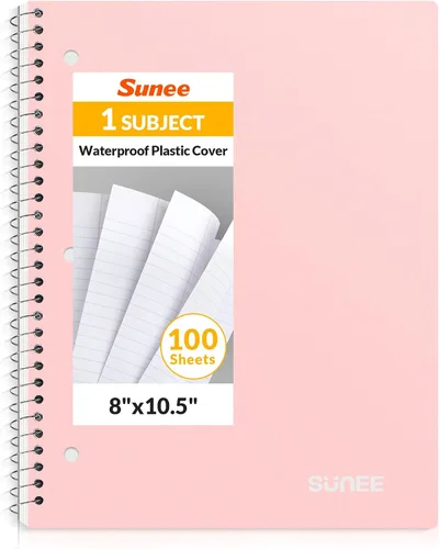 Vista 11 de SUNEE Cuaderno de espiral, 1 materia, papel rayado universitario, 8 x 10-1/2 pulgadas, 100 hojas por cuaderno, papel perforado de 3 agujeros