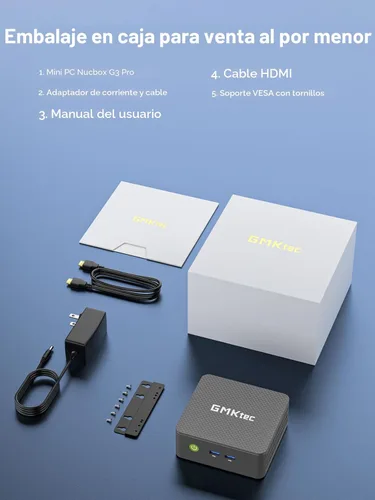Vista 9 de GMKtec Mini PC, G3 Ultra Intel Pentium Gold 7505 16GB LPDDR4 RAM 512GB SSD