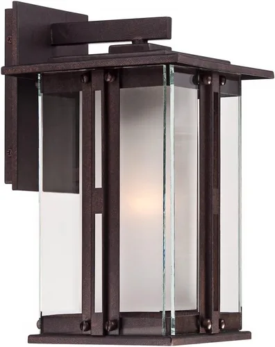 Vista 6 de Franklin Iron Works Fallbrook - Lámpara de pared rústica de acero bronce de 11 3/4 pulgadas, doble vidrio esmerilado transparente para exteriores