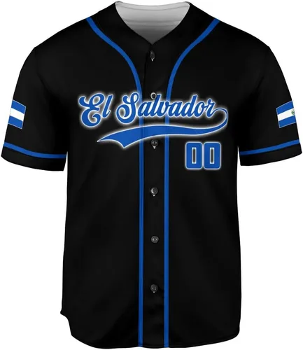 Vista 2 de MonkeyVan Camiseta de béisbol de El Salvador personalizada con la bandera de El Salvador, Orgullo salvadoreño, orgullo de El Salvador, para hombre