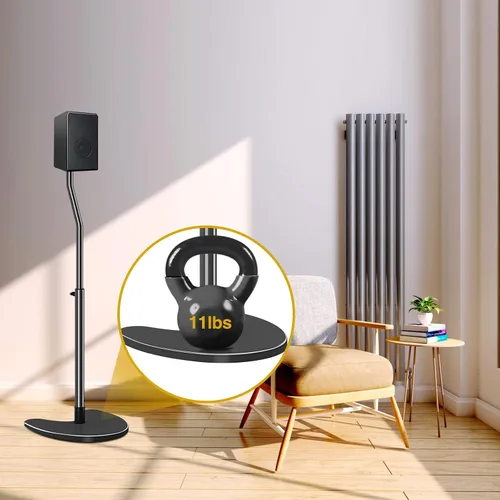 Vista 6 de Mounting Dream Par de soportes para altavoces, máximo 39 pulgadas de altura ajustable, base resistente, capacidad de 11 libras cada uno, juego de 2