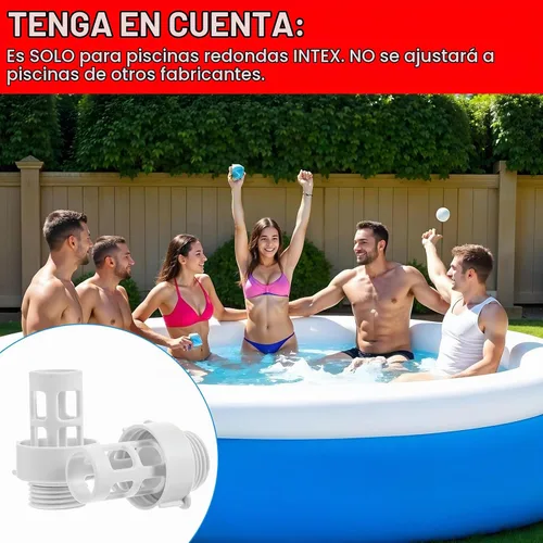 Vista 5 de Grevosea Paquete de 2 conectores de drenaje de piscina, conector de tapón de drenaje de manguera de jardín 10184 para piscinas redondas Intex
