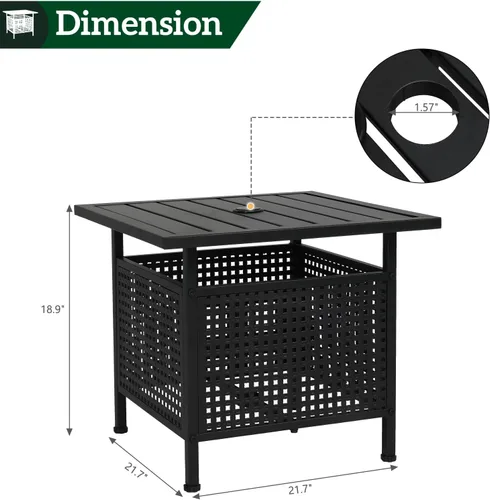 Vista 8 de VINGLI Mesa auxiliar para exteriores con sombrilla de patio de 7.5 pies, mesa de patio pequeña con agujero para sombrilla de 1.57 pulgadas, altura