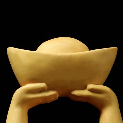 Vista 7 de Estatua de madera maciza de Feng Shui de Buda riendo sosteniendo lingote, figuras chinas de Buda feliz, riqueza suerte, decoración de oficina