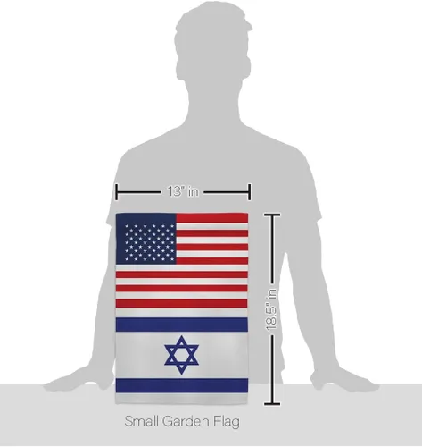 Vista 2 de Bandera israelí estadounidense de bandera de Israel, 2 piezas de pancartas de pared para habitación, patio, césped, jardín, tapiz interior al aire