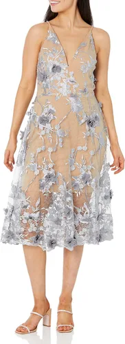 Vista 9 de Dress the Population Vestido midi para mujer Audrey, con escote profundo Begonia