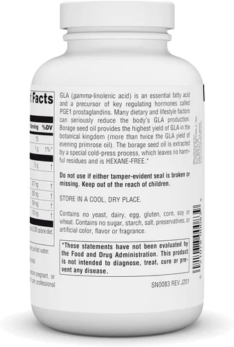 Vista 3 de Source Naturals Mega-GLA 300, Aceite de Semilla de Borraja - 120 Cápsulas