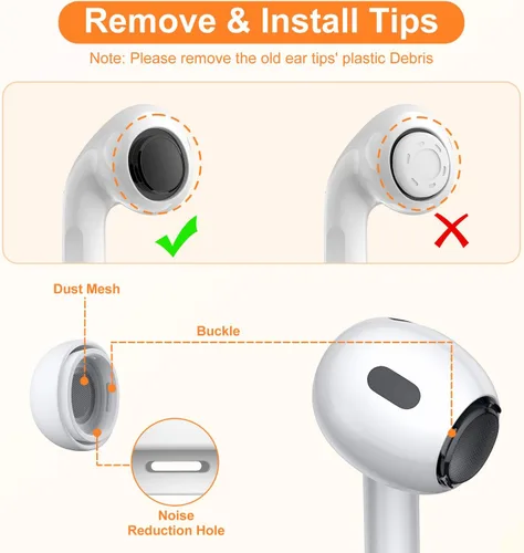 Vista 4 de Juego de 4 pares de almohadillas Link Dream para Airpod Pro de repuesto y limpiador de bolígrafos para AirPods Pro/AirPods Pro 2 de silicona (AC04-S)