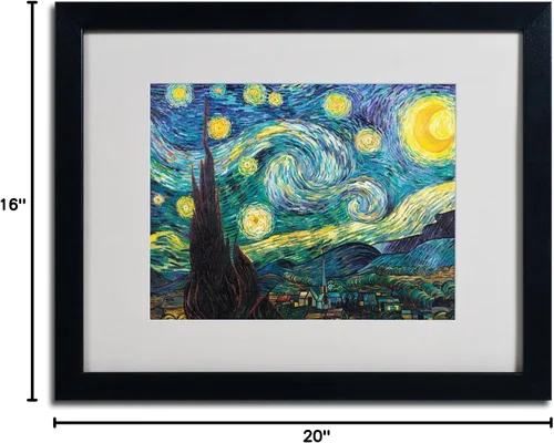 Vista 5 de Vincent Van Gogh Starry Night - Lienzo decorativo enmarcado, 16 x 20 pulgadas, negro