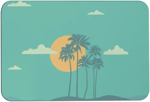 Vista 15 de Alfombras de baño de playa con puesta de sol, antideslizantes, de secado rápido, súper absorbentes, diseño de isla oceánica, vida marina, arena