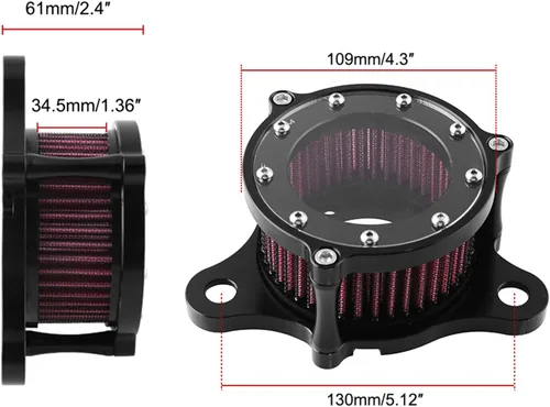 Vista 2 de Sporacingrts Filtro de aire para motocicleta CNC limpiador de aire negro Filtro de entrada Compatible con Sportster Police XL883P