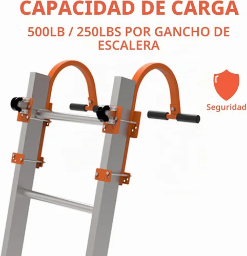 Vista 4 de Ganchos de escalera de techo, estabilizador de escalera de extensión de acero resistente para techo, gancho de techo de escalera con escalera