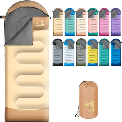 Vista 9 de Sacos de dormir para adultos y niños - 3 estaciones para clima frío y cálido, impermeables para acampar - Sacos de dormir ligeros para camping
