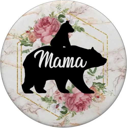 Vista 3 de Mama Bear Pop Socket Rose con 1 Cub Madre Regalo – PopSockets Grip y soporte para teléfonos y tabletas, Negro