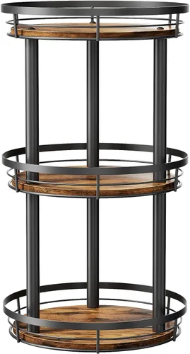 Vista 10 de LAMU Organizador Lazy Susan de Especias de Madera de 10 Pulgadas, Organizador de Especias de 2 Niveles para Gabinete, Encimera, Cocina, Superficie