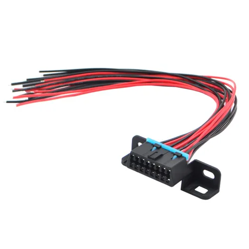 Vista 5 de iKKEGOL OBD II J1962F OBD2 - Conector hembra de 16 pines, puerto de salpicadero, cable estañado abierto, coleta, cables completos, bricolaje