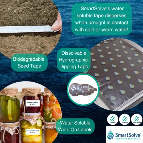 Vista 4 de Cinta soluble en agua 1 pulgada x 30 yardas Se disuelve rápidamente en agua Autoadhesiva Máscara para hidrografía y doble inmersión