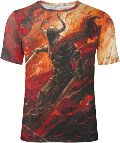 Vista 19 de GLUDEAR Camiseta Vikings para hombre, novedad con estampado 3D de mitología nórdica Aurora Galaxy Life Tree