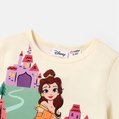 Vista 3 de Disney Conjunto de camiseta de manga larga con volantes y pantalones de princesa para niñas pequeñas