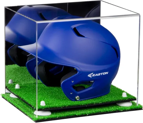 Vista 74 de Better Display Cases Vitrina acrílica para casco de bateo de béisbol con espejo, elevadores rosados, montaje en pared y base de espejo (V22/A012)