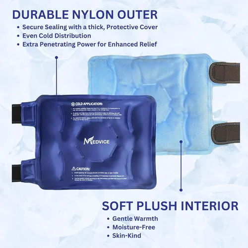 Vista 4 de Bolsa de hielo Medvice con compresión fría para alivio del dolor de rodilla, hinchazón, cirugía de reemplazo de rodilla, artritis y recuperación