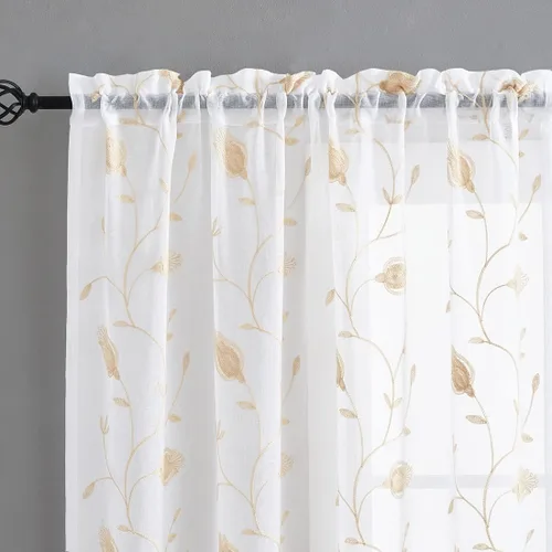 Vista 44 de MYSTIC-HOME Juego de cortinas de niveles transparentes blancas para cocina de 24 pulgadas de largo, tratamiento de cortinas para ventanas pequeñas
