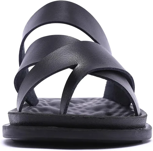 Vista 4 de Harssidanzar Sandalias para hombre, de secado rápido, para verano, con correas cruzadas, sandalias deslizantes, anillo para el dedo del pie