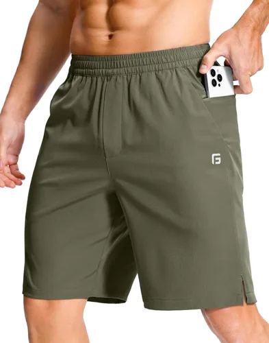Vista 87 de GGJ Pantalones cortos deportivos ligeros para hombre con 2 bolsillos con cremallera de 7/5/9 pulgadas, pantalones cortos de tenis de secado rápido