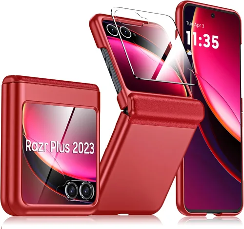 Vista 15 de para Samsung Galaxy Z Flip 7 Funda con protección de bisagras y protector de pantalla incorporado, funda de cuero mate de policarbonato ultradelgada