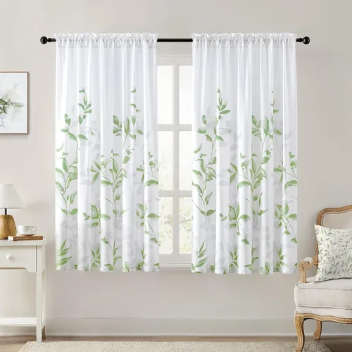 Vista 17 de HOMEIDEAS Cortinas traslúcidas de privacidad gris claro y blanco, 52 x 96 Hojas-gris claro