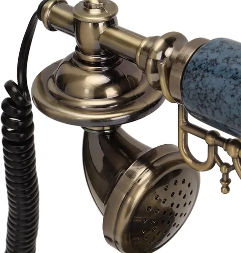 Vista 8 de Teléfono vintage con dial de botones, teléfono fijo retro antiguo, identificación de llamadas, teléfono fijo con cable, teléfono fijo