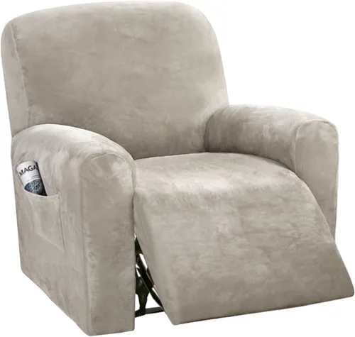 Vista 20 de H.VERSAILTEX Fundas elásticas de terciopelo para sillón reclinable, 6 piezas, fundas para loveseat reclinable de 2 cojines, fundas para sofá