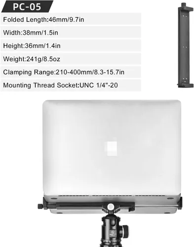 Vista 9 de SUNWAY PC-05 - Soporte universal para portátil Arca Swiss Trípode, soporte para laptop para MacBook Pro, soporte para tableta para almohadilla