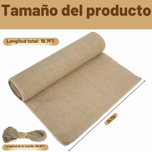 Vista 2 de Rollos de arpillera natural de 15.7 x 19.7 pies, protector de tronco