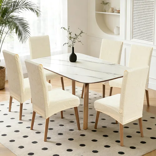 Vista 7 de Genina - Juego de 2 fundas impermeables para sillas de comedor, fundas para sillas de cocina, color beige