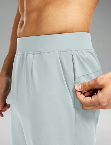 Vista 4 de Pantalones deportivos para hombre con bolsillos con cremallera, pantalones deportivos elásticos para entrenamiento, gimnasio, golf, correr, casual