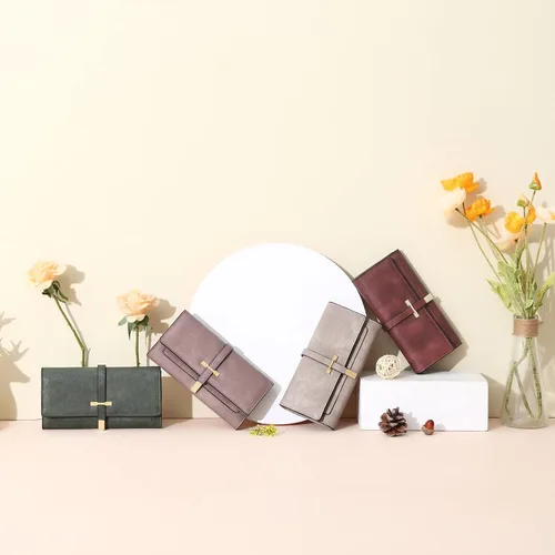 Vista 2 de CLUCI Cartera de cuero para mujer, diseño delgado, triple, tarjetero para tarjetas de crédito, Classic