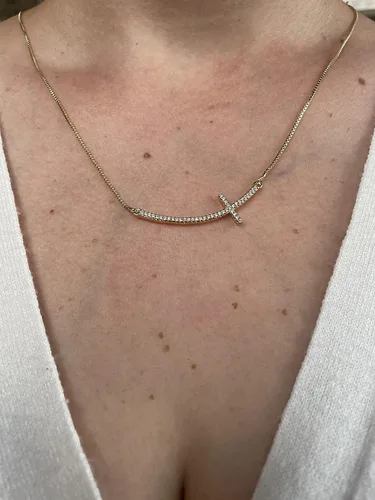 Vista 6 de Cross Necklace for Women, Cross Lariat Necklace for Women, Ajustable Chain 4o inch Length, Religious Gifts, Gold Plated Necklace, Gifts for Her