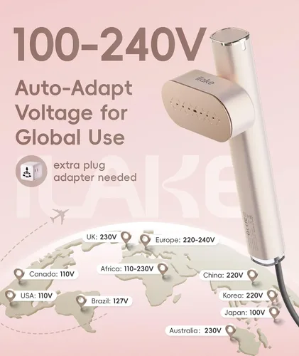 Vista 3 de Vaporizador de viaje para ropa, vaporizador portátil de doble voltaje de 100-240 V, vaporizador de mano de tamaño de viaje de 1000 W y plancha 2