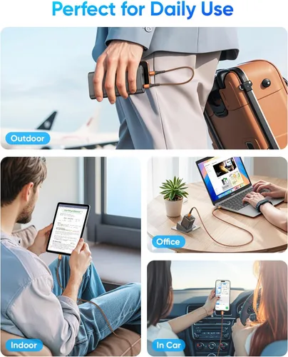 Vista 3 de SUNGUY Cable corto USB C a USB C de 1 pie [paquete de 2] de carga rápida de 60 W Naranja