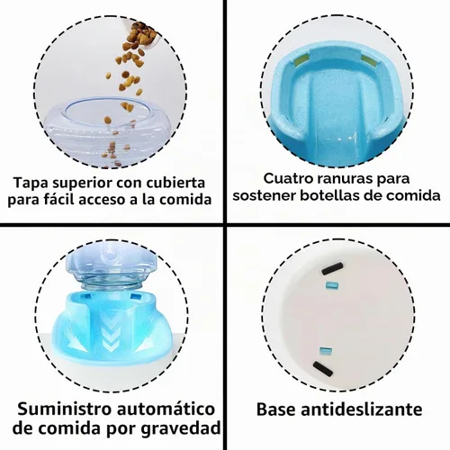 Vista 3 de kathson Comedero automático para gatos de 1 galón con gravedad, dispensador de comida para perros, gran capacidad, cuenco de comida para mascotas