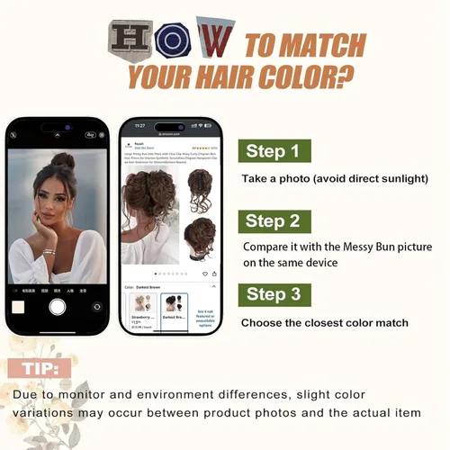 Vista 5 de Extensiones de cabello con clip de pinza para el cabello de moño, accesorios para el cabello para mujer, extensiones de cabello rizado